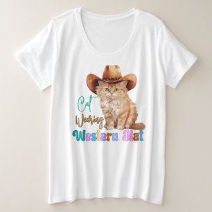 Camiseta Gato Vestindo Chapéu Ocidental- 85246
