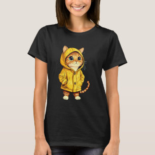 Camiseta Gato Vestindo Um Impermeável