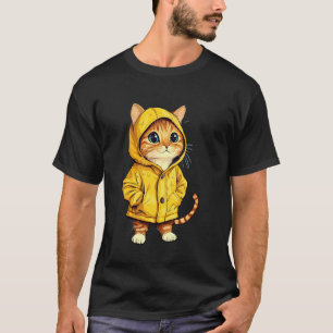 Camiseta Gato Vestindo Um Impermeável