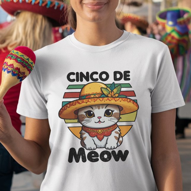 Camiseta Gato Vestindo um sombrero colorido (Criador carregado)