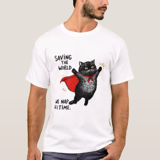 Camiseta Gato vestindo uma capa de super-herói