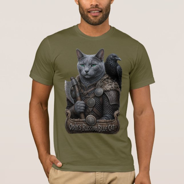 Camiseta Gato Veterano Russian Blue Odin (Frente)