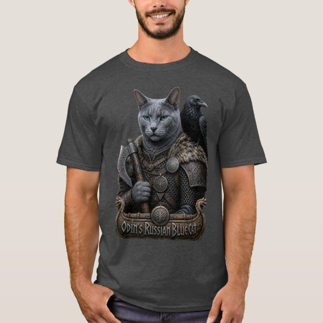 Camiseta Gato Veterano Russian Blue Odin (Frente)