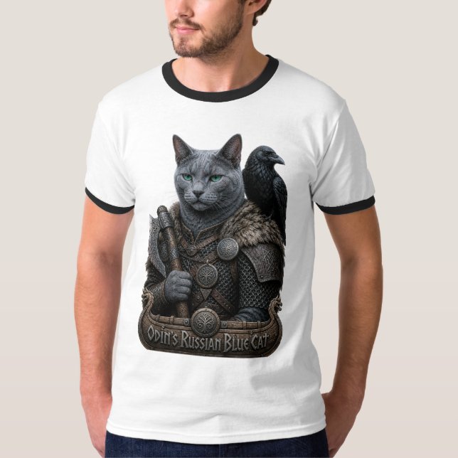 Camiseta Gato Veterano Russian Blue Odin (Frente)