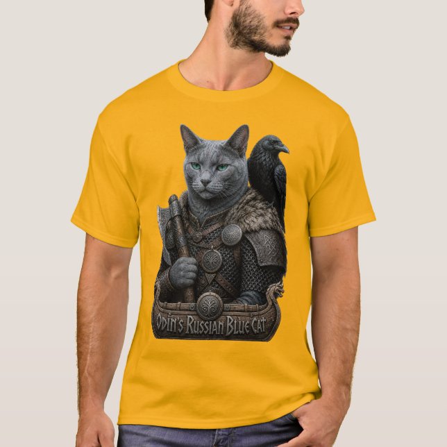 Camiseta Gato Veterano Russian Blue Odin (Frente)