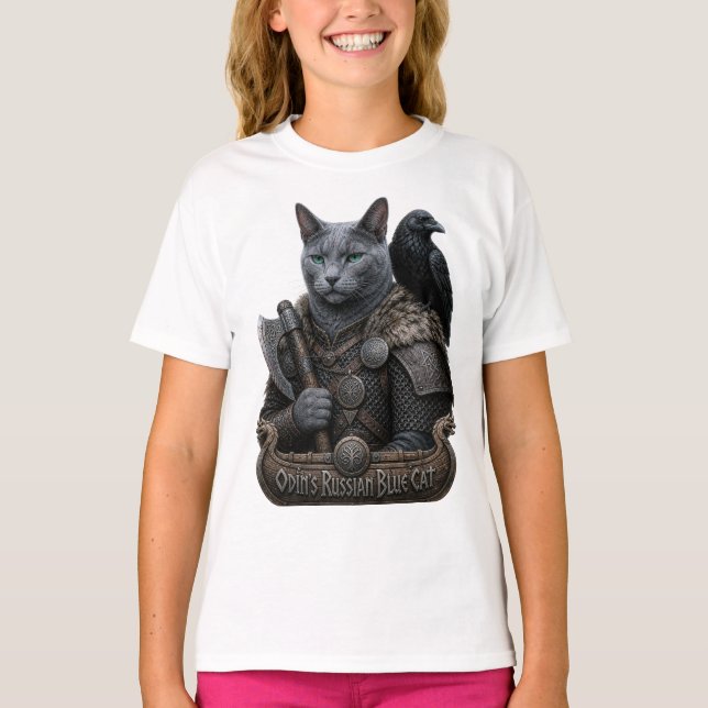 Camiseta Gato Veterano Russian Blue Odin (Frente)