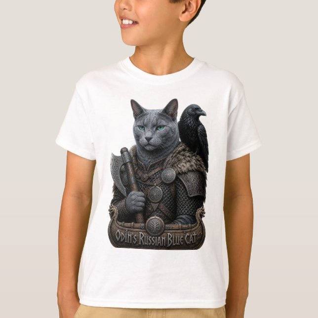 Camiseta Gato Veterano Russian Blue Odin (Frente)