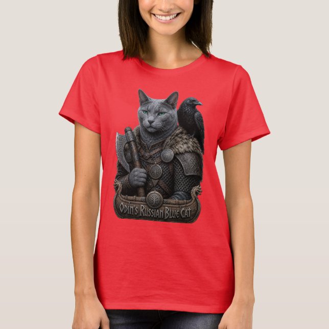Camiseta Gato Veterano Russian Blue Odin (Frente)