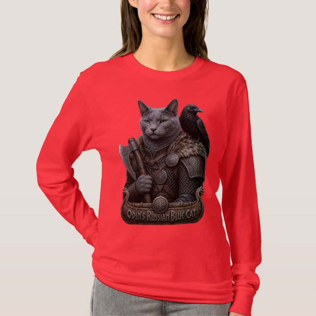 Camiseta Gato Veterano Russian Blue Odin (Frente)