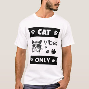Camiseta Gato Vibrações Apenas Gato Legal Amante Óculos de 