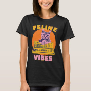 Camiseta Gato Vibrações Felinas Sintetizador de Sentimento