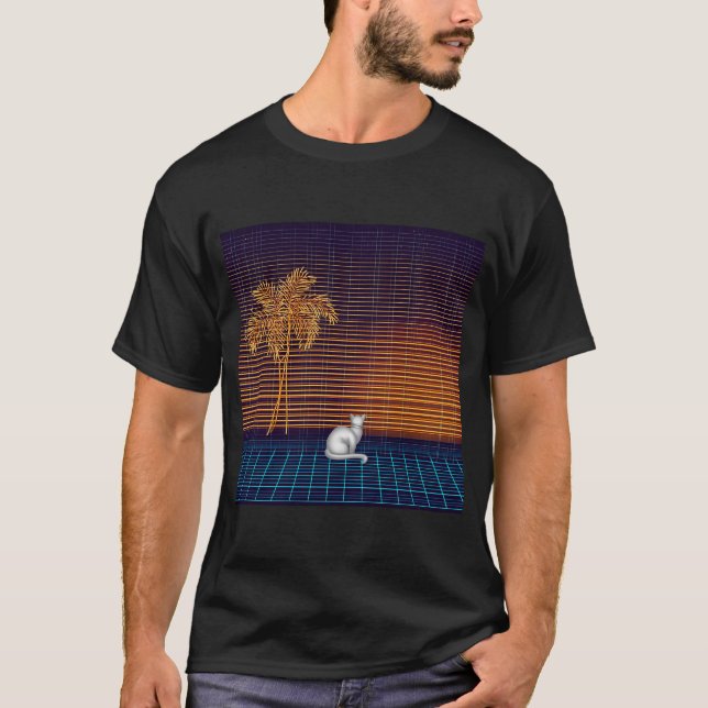 Camiseta Gato Vigia Noturno Neon (Frente)
