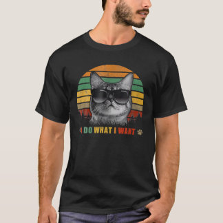 Camiseta Gato Vintage Eu Faço O Que Eu Quero Gato Engraçado