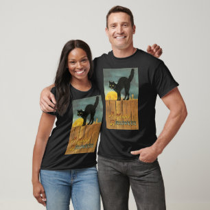 Camiseta Gato Vintage Feliz Halloween por Ellen Clapsaddle