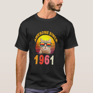 Camiseta Gato Vintage Incrível de Aniversário de 61 anos De