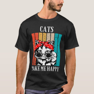 Camiseta Gato Vintage Legal Gatos Me Fazem Feliz Para Mulhe