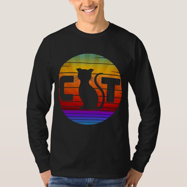 CAMISETA GATO VINTAGE PÔR DO SOL (Frente)
