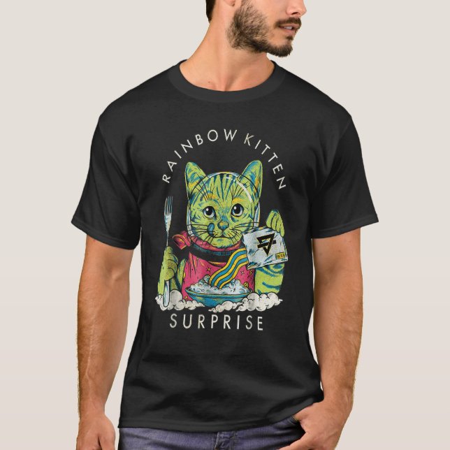 Camiseta Gato Vintage Rainbow Kitten Surprise (Frente)