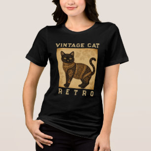Camiseta Gato Vintage Retro, Estilo Antigo