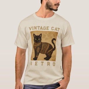 Camiseta Gato Vintage Retro, Estilo Antigo