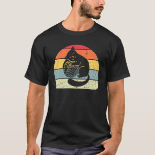 Camiseta Gato Vintage Silhueta de Gato Retrô Gatinho Animal