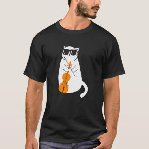 Camiseta Gato Violino Gato Fofo Tocando Violino Instrumento