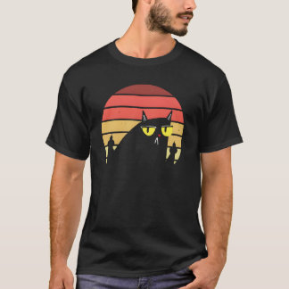Camiseta Gato Virando o Dedo do Meio para o Pôr do Sol Retr