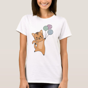 Camiseta Gato Voa Com Balões Para Os Maiores Gatos Doce