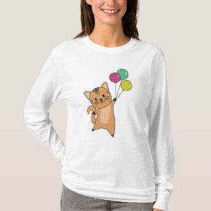 Camiseta Gato Voa Com Balões Para Os Maiores Gatos Doce