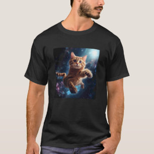 Camiseta Gato voando estrelas para Gatos Amantes Kitty Galá