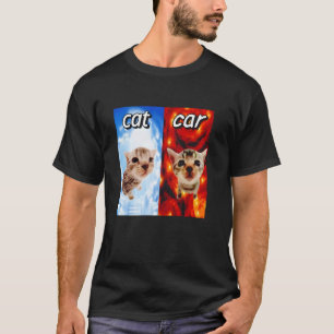 Camiseta Gato Vs Carro Cringey Engraçado Para Homens Mulher