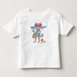 Camiseta Gato Whimsical na Praia