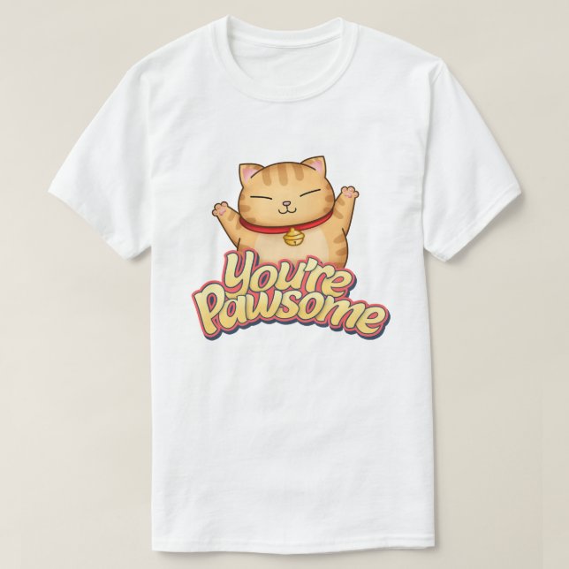 Camiseta Gato Whimsical Você é Pawsome (Frente do Design)