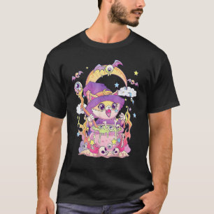 Camiseta Gato Wiccano Pastel Góthico Fofo Sinistro Bruxo Ha