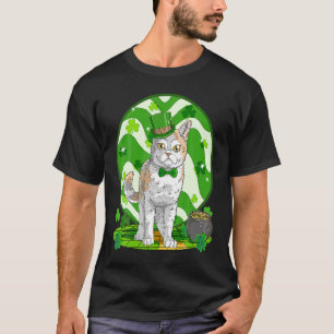 Camiseta Gato Wirehair Leprechaun Trevo da Sorte St Patrick