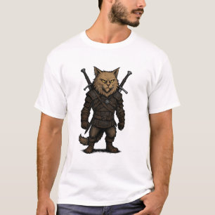 Camiseta Gato Witcher – Guerreiro de Fantasia Medieval
