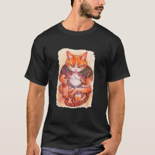Camiseta Gato Yakuza Mal-humorado Estilo Tatuagem Presente