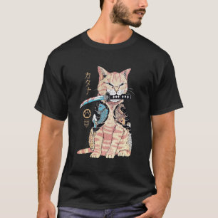 Camiseta Gato Yakuza Tatuagem Japonesa Espada Faço O Que Qu
