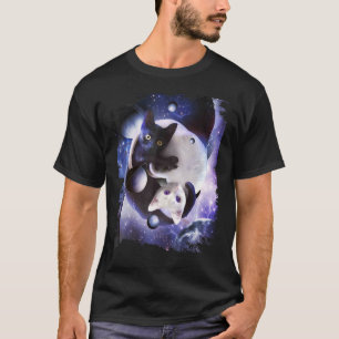Camiseta Gato Yin Yang Espaço Gatos Kitty Cósmico Yin-Yang