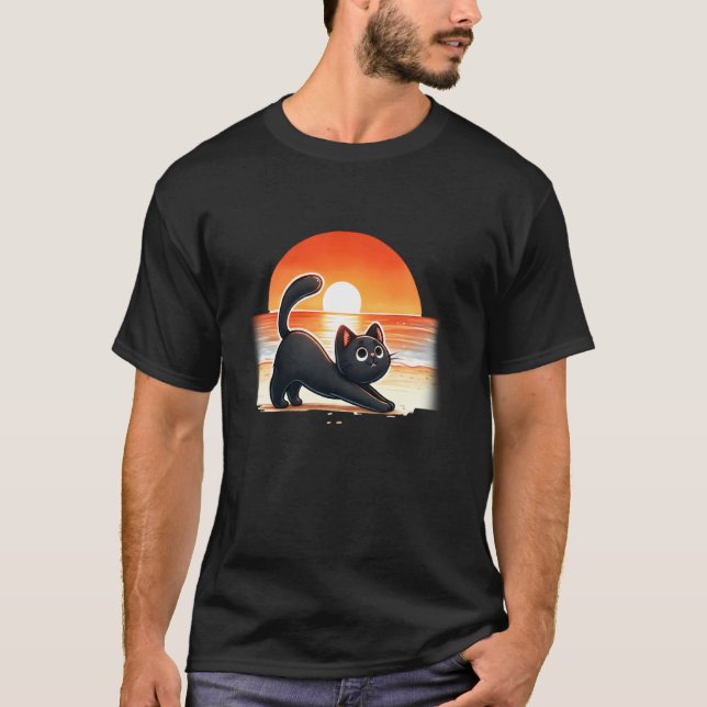 Camiseta Gato yoga, gato meditação (Frente)