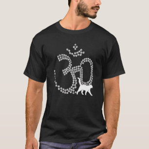 Camiseta Gato Yoga Símbolo Om Aum Ohm Símbolo Meditação Iog