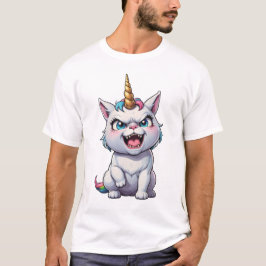 Camiseta Gato zangado e monocórnico gato engraçado