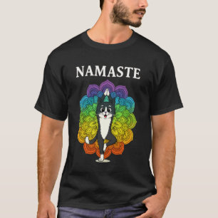 Camiseta Gato Zen Fofo Namaste Design Mandala Colorido Ioga