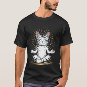 Camiseta Gato Zen Meditando Yoga de Mindfulness