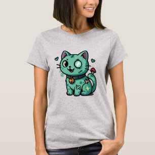 Camiseta Gato Zumbi Assustador Fofo