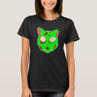 Camiseta Gato Zumbi Fácil Fantasia de Halloween Assustador 