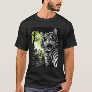 Camiseta Gato Zumbi Selfie Divertido Assustador Halloween C