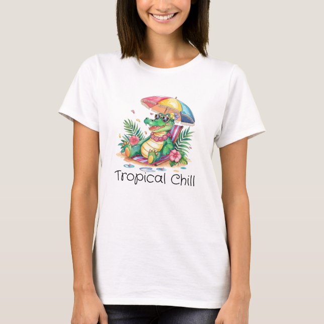 Camiseta Gator de relaxamento tropical de frio (Frente)
