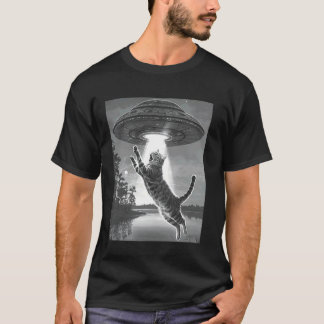 Camiseta Gatos Abdução Alienígena OVNI Disco Voador Espaço