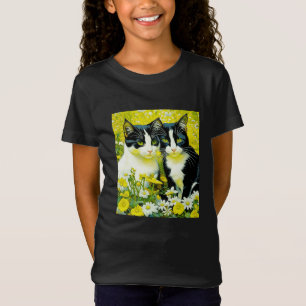 Camiseta Gatos adoráveis sentados em um campo de Margaridas